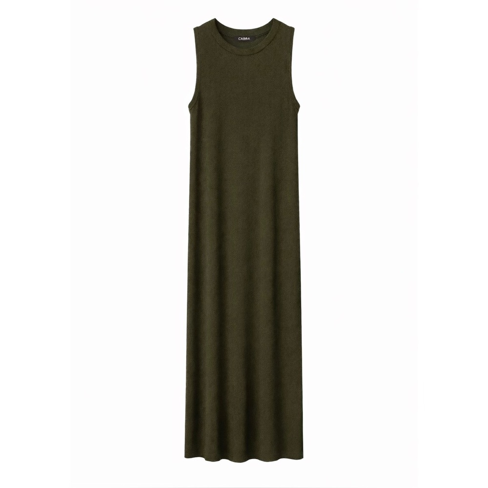 CAARA Wool Angora Maxi Dress in Olive